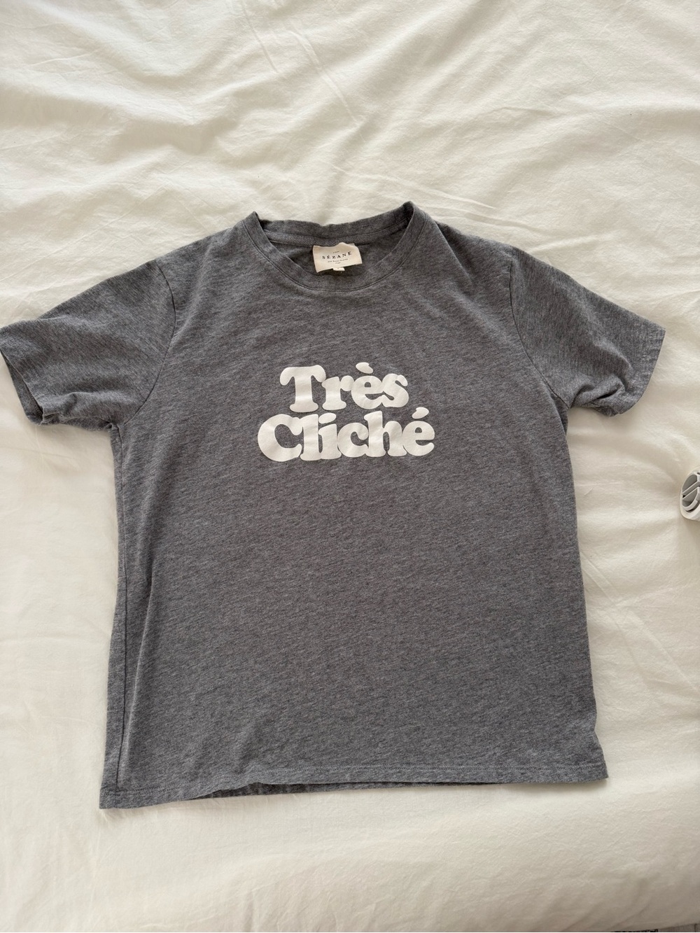 Sezane Très Cliché Graphic Tee - Gray T-Shirt
